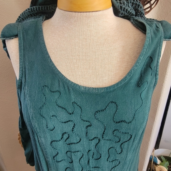 Libaas Teal Embroidered Maxi Dress with Jacket Sz L - Picture 2 of 10